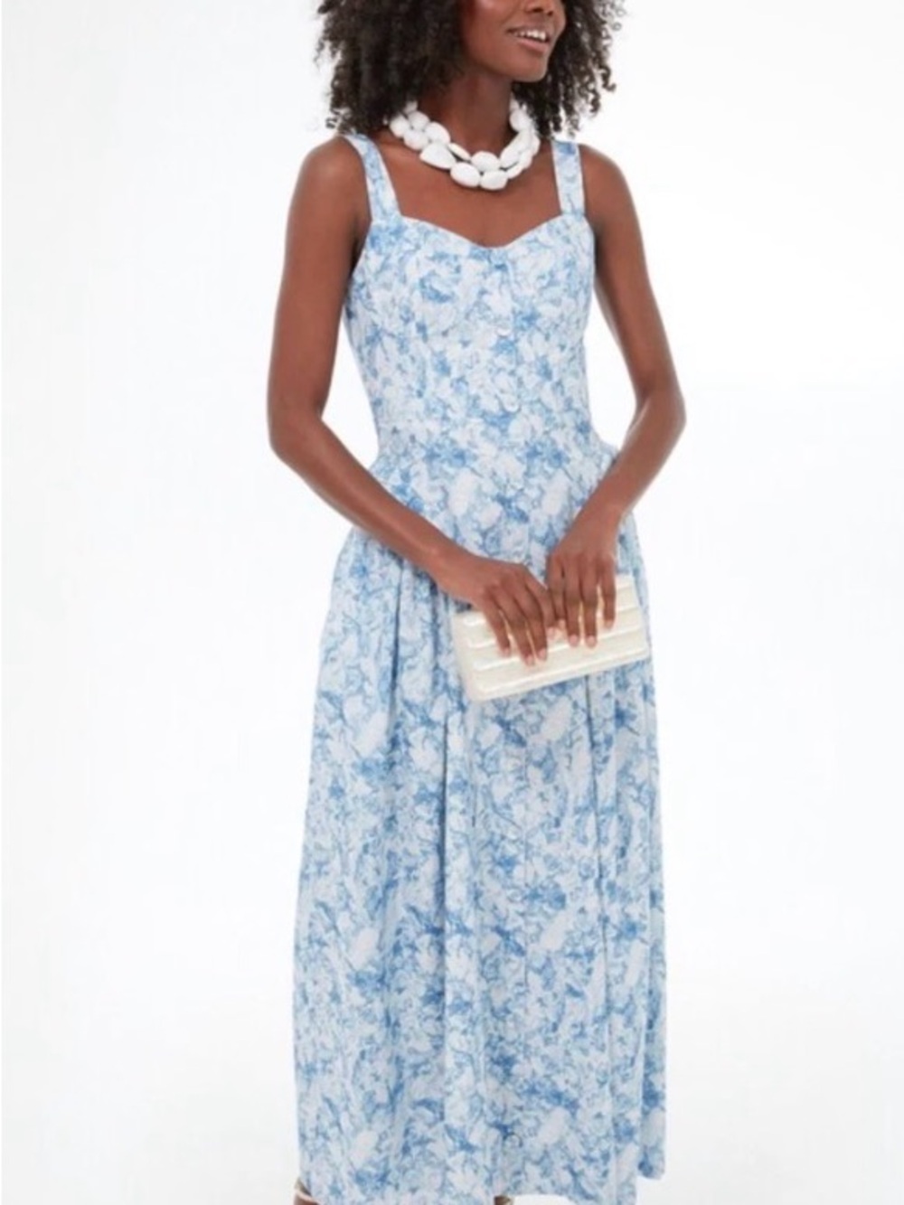 Hyacinth House by Tuckernuck Blue Abstract Floral Rosemary Midi Dress Size Large